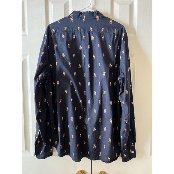J.Crew‎ Men’s Navy Dog Button Down Long Sleeve Shirt Size XL - Picture 5 of 10